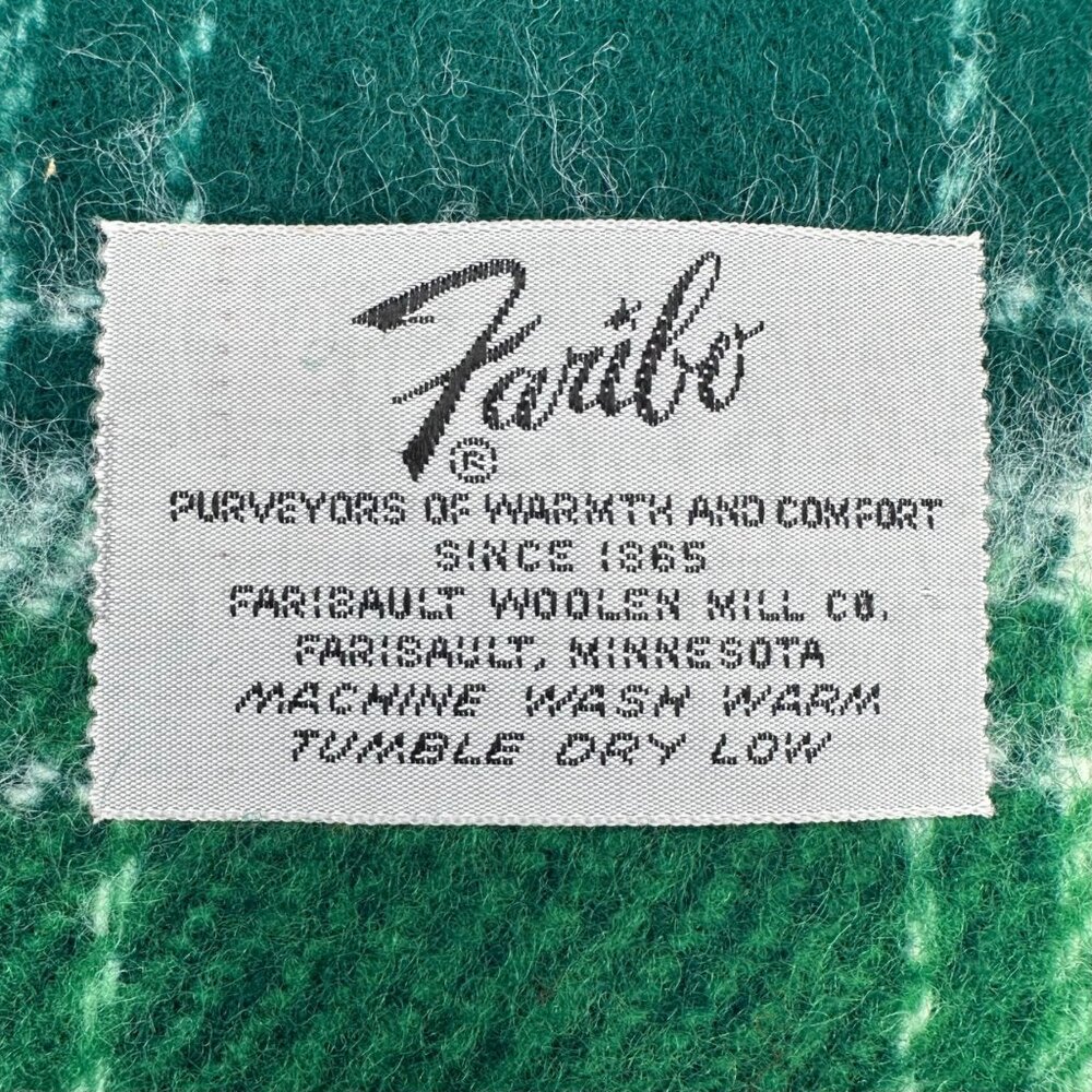 Vintage Throw Blanket Faribo Pak A Robe Green Plaid Cushion Ushers Scotch Tartan - Picture 4 of 11